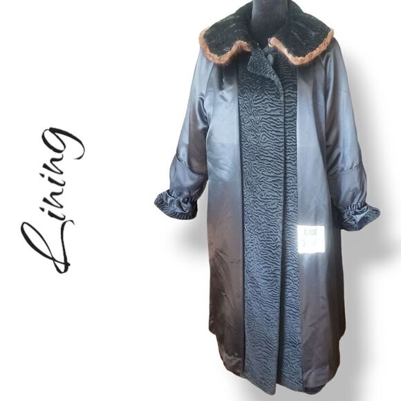 Borre by Fairmoor 50s Faux Persian Lamb Coat With Genuine Mink Fur Colla… - Picture 7 of 14